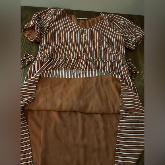 Loft striped dress with side ties boho Women’s size 4 V-neck - Picture 12 of 16